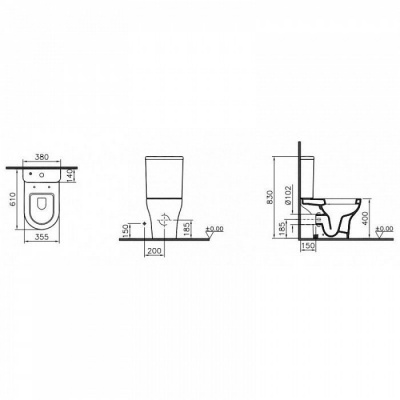 Унитаз-компакт VitrA Zentrum Rim-Ex  безободковый (9824B003-7207)