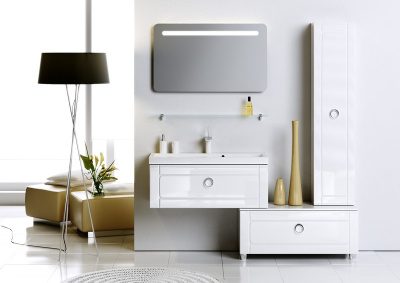 Подвесная тумба Aqwella Infinity с одним ящиком в белом глянцевом цвете с умывальником из литьевого мрамора (Inf.01.10/001) Подвесная тумба Aqwella Infinity с одним ящиком в белом глянцевом цвете с умывальником из литьевого мрамора (Inf.01.10/001)