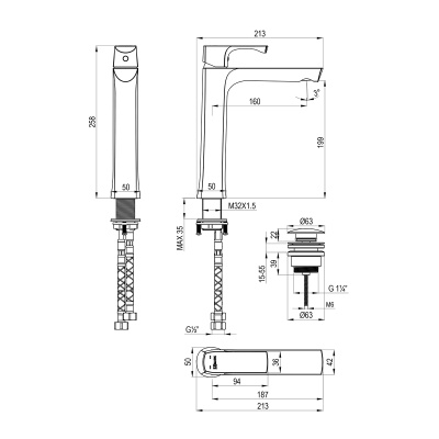 Смеситель Lemark Ursus для раковины монолитный (LM7209BG)
