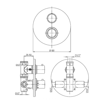 Смеситель 
для душа термостатический Paini Cox (78CR690TH)