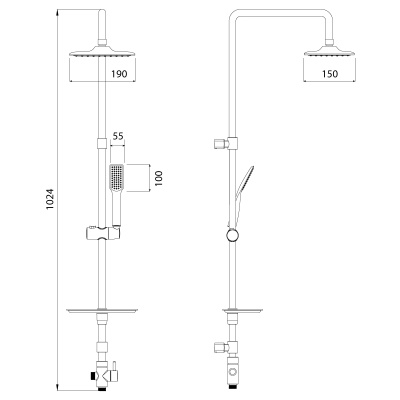Душевой гарнитур Lemark с фиксированной высотой штанги и верхней душевой лейкой "Тропический дождь" (LM8804C)