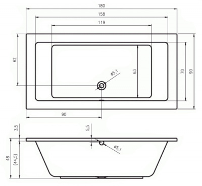 Ванна акриловая RIHO LUSSO 180-90 (BA7700500000000)