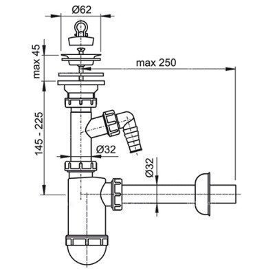 Сифон для умывальника - AlcaPlast Ø32 (A410P) Сифон для умывальника - AlcaPlast Ø32 (A410P)