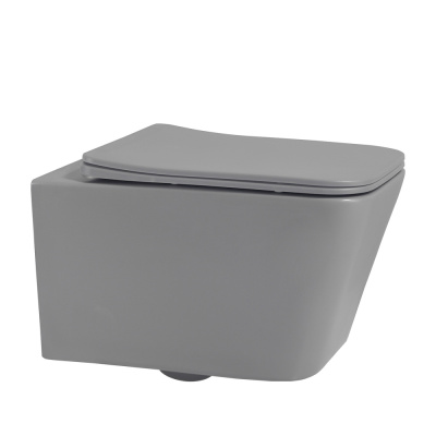 Унитаз ABBER Rechteck подвесной серый матовый, безободковый (AC1201MG)