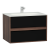 Шкаф Vitra Metropole 80 см с раковиной Infinit из искусственного камня, c 2мя ящиками,  цвет сливовое дерево, фасад черное акриловое стекло (58181)