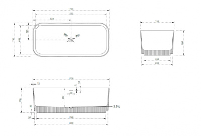 Ванна из искусственного камня ABBER Stein (AS9663)