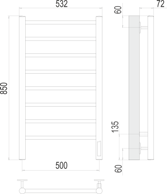 Электрический полотенцесушитель Terminus Аврора П8 500х850 электро (4670078531179)