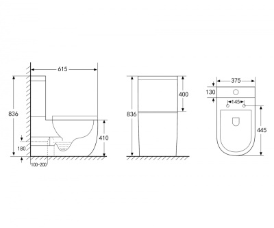 Унитаз ABBER Bequem компакт белый, безободковый (AC1110)