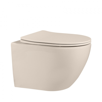 Унитаз ABBER Bequem подвесной бежевый матовый, безободковый (AC1101MBE)
