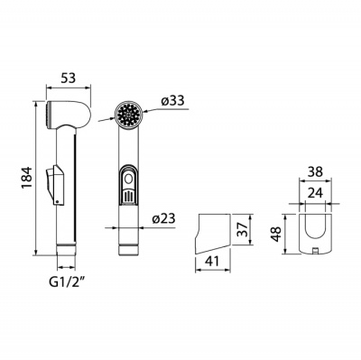 Гигиеническая лейка с держателем, IDDIS (010SB0Gi20)