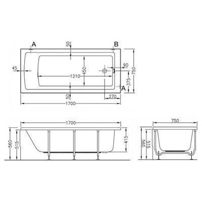 Ванна акриловая Vitra - Neon 170x75 (52280001000)