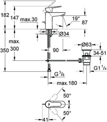 Смеситель для раковины Grohe - BauEdge (23328000) витринный образец