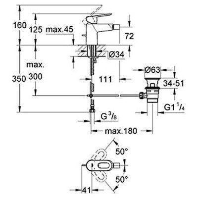 Смеситель для биде Grohe - BauLoop (23338000)