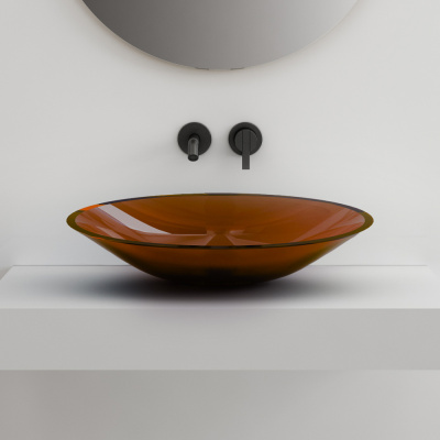 Раковина накладная прозрачная ABBER Kristall коричневая (AT2812Opal)