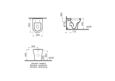 Приставной унитаз Vitra Zentrum, цвет белый (5788B003-0075)
