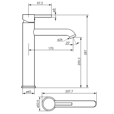 Смеситель для раковины высокий Damixa Scandinavian Pure, хром (360250000)