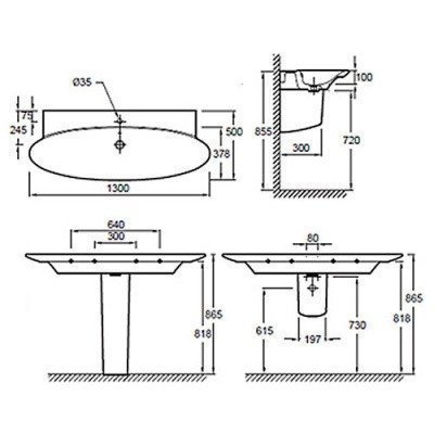 Раковина Jacob Delafon - Presquile 130x50 (E4435-00)