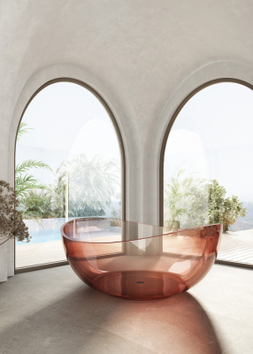 Прозрачная ванна ABBER Kristall розовая (AT9705Koralle)