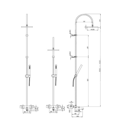 Душевая система PAINI Cox 200 мм, с изливом и термостатом, хром CROMO3 (CR) (78CR687TH1KM)