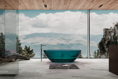 Прозрачная ванна ABBER Kristall бирюзовая (AT9702Aquamarin)