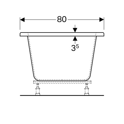 Ванна прямоугольная 180x80 Geberit Renova (657380000)