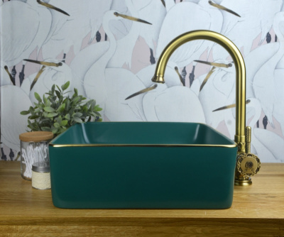 Накладная раковина Bronze de Luxe Golden Meadow, 400х400х115мм, цвет зеленый (1063)