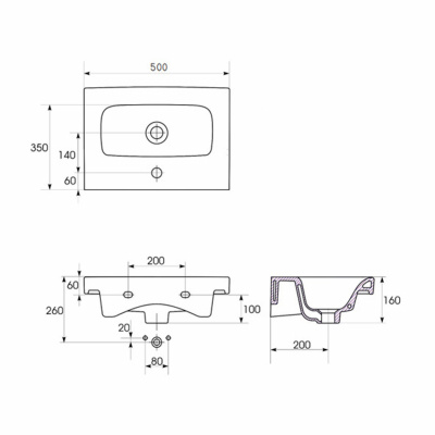Раковина встраиваемая Cersanit MODUO 50 (S-UM-MOD50/1)