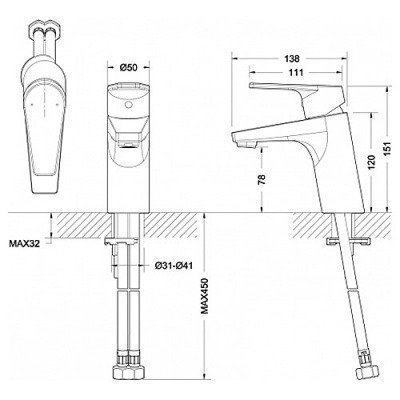 Смеситель для раковины Bravat - Line (F15299C-1)