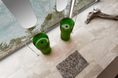 Раковина отдельностоящая прозрачная ABBER Kristall зеленая (AT2701Emerald-H)