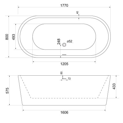 Акриловая ванна BELBAGNO (BB109-177-80)