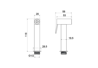 Гигиенический ручной душ AQUATEK, матовый черный (AQ2058MB)