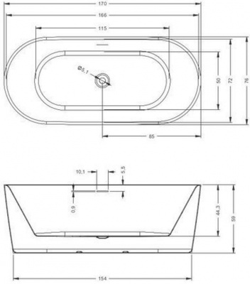 Ванна акриловая RIHO MODESTY 170 VELVET - Белый MATT/ Черный MATT SPARKLE SYSTEM 170x76x59 (BD09220S1WI1144) Ванна акриловая RIHO MODESTY 170 VELVET - Белый MATT/ Черный MATT SPARKLE SYSTEM 170x76x59 (BD09220S1WI1144)