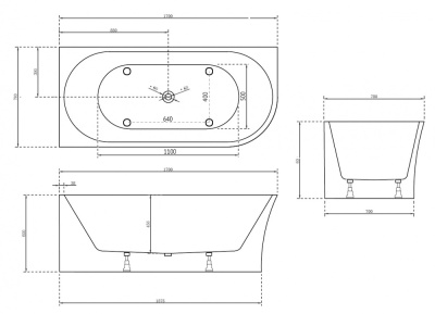 Акриловая ванна ABBER (AB9257-1.7 L)