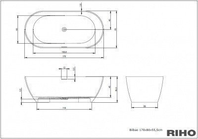 Ванна из литьевого мрамора Riho - Bilbao 170x80 (BS1000500000000) Ванна из литьевого мрамора Riho - Bilbao 170x80 (BS1000500000000)