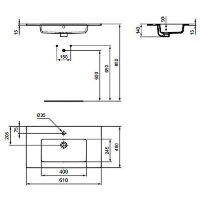 Раковина встраиваемая Ideal Standard - Tempo 61x45 (E066801)
