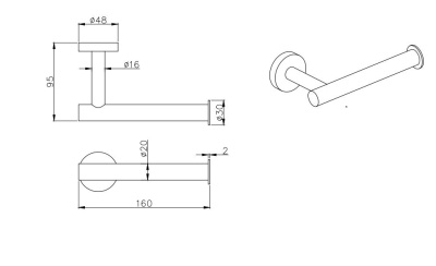 Бумагодержатель AQUATEK, матовый черный ВЕГА (AQ4008MB)