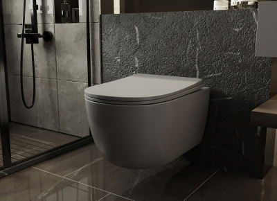 Унитаз ABBER Bequem подвесной серый матовый, безободковый (AC1104MG)