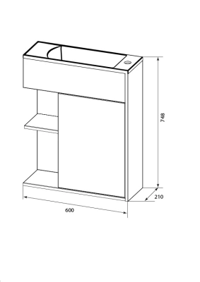 Тумба 1Marka с раковиной Stretto 60П 1д. Белый глянец (У94717)