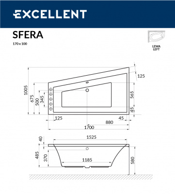 Ванна акриловая EXCELLENT Sfera 170x100 левая (WAEX.SFL17WH)
