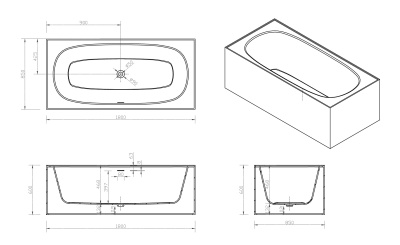 Ванна из искусственного камня ABBER Blitz (AS9501WL)