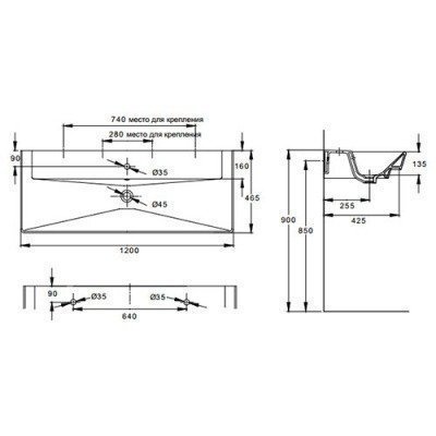 Раковина Jacob Delafon - Reve 120x46.5 (E4824-00)