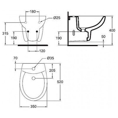 Биде подвесное Vidima - Сева Дуо (W820461)
