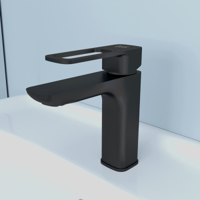 Смеситель для умывальника, черный, Slide, IDDIS (SLIBL00i01)