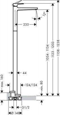 Смеситель для раковины напольный Hansgrohe - Metropol (74530000)