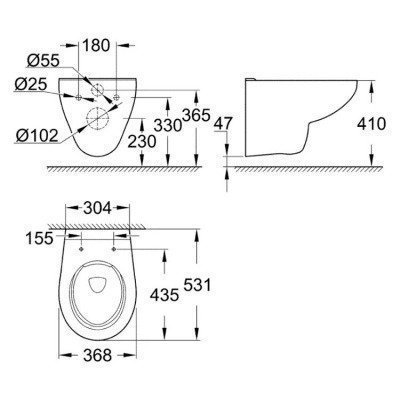 Унитаз подвесной безободковый Grohe - Bau Ceramic (39427000)