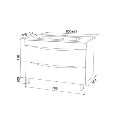 Тумба с умывальником, напольная, 80 см, белая, Cloud, IDDIS (CLO80WFi95K)