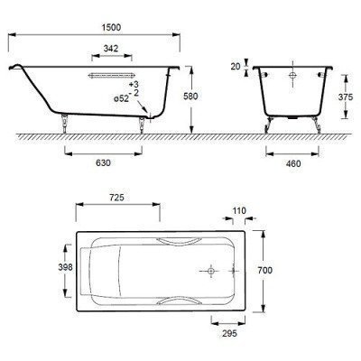 Ванна чугунная Jacob Delafon - Parallel 150x70 (E2949-00) Ванна чугунная Jacob Delafon - Parallel 150x70 (E2949-00)