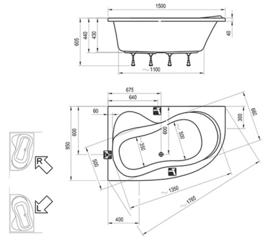 Акриловая ванна Ravak Rosa 95 150x95 L (C551000000)