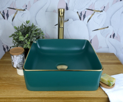 Накладная раковина Bronze de Luxe Golden Meadow, 400х400х115мм, цвет зеленый (1063)