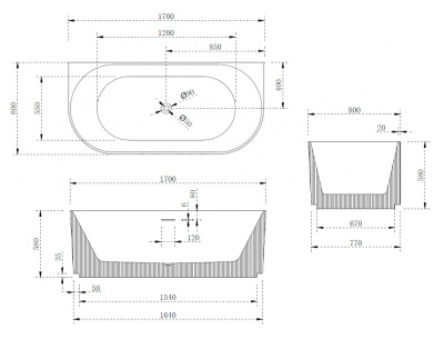 Акриловая ванна ABBER (AB9330-1.7)